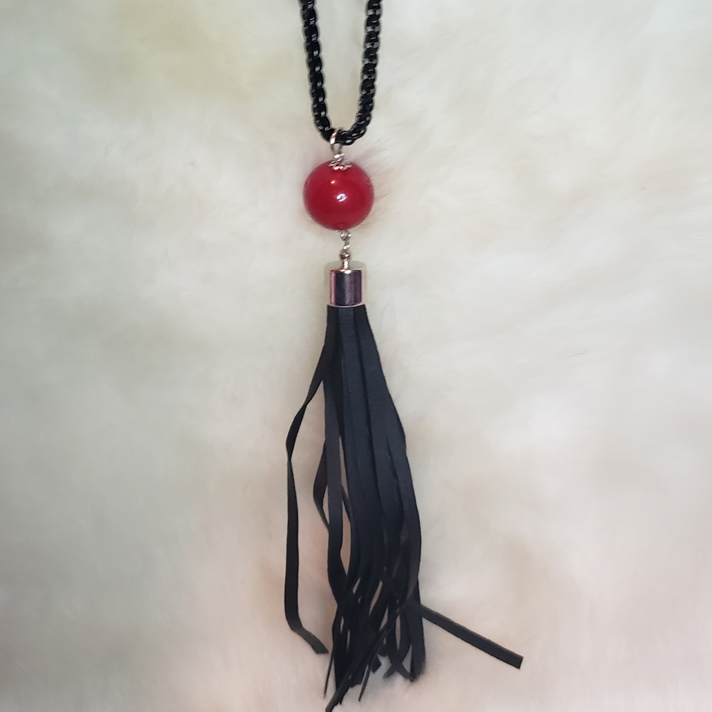 Black and Red Tassel Necklace